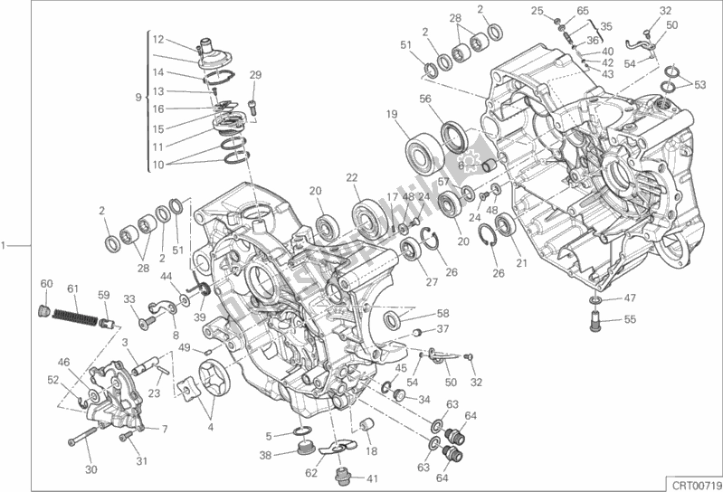 All parts for the 010 - Half-crankcases Pair of the Ducati Hypermotard 939 SP USA 2016
